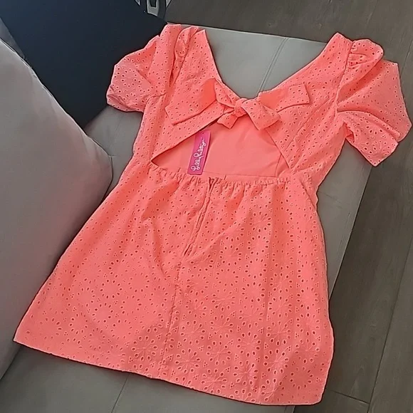 NWT Lilly Pulitzer Celestina V-Neck Romper Sunrise Coral Neon Sunburst E… - Picture 10 of 14